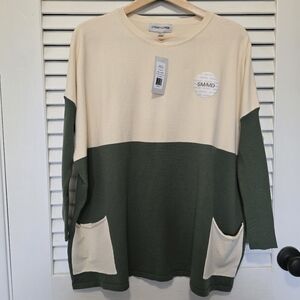 Citrus & Lemon Women's Sweater Sm/Med runs big Cream & Olive Green Oversized NWT